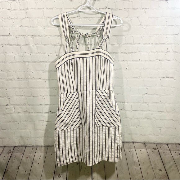 MILLY Apron Dress Cream With Navy Pinstripes 6 - Picture 3 of 14